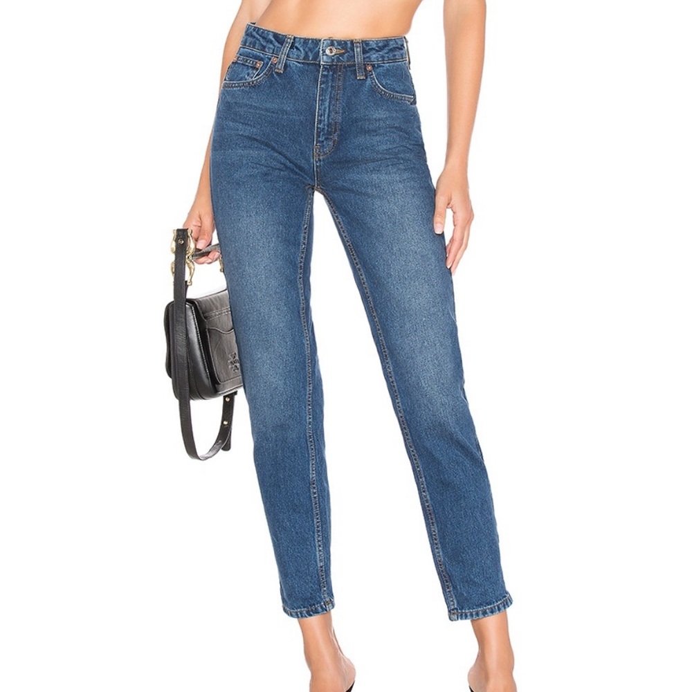 Free People We the Free Dark Denim Mom Jean 25 - Picture 5 of 16